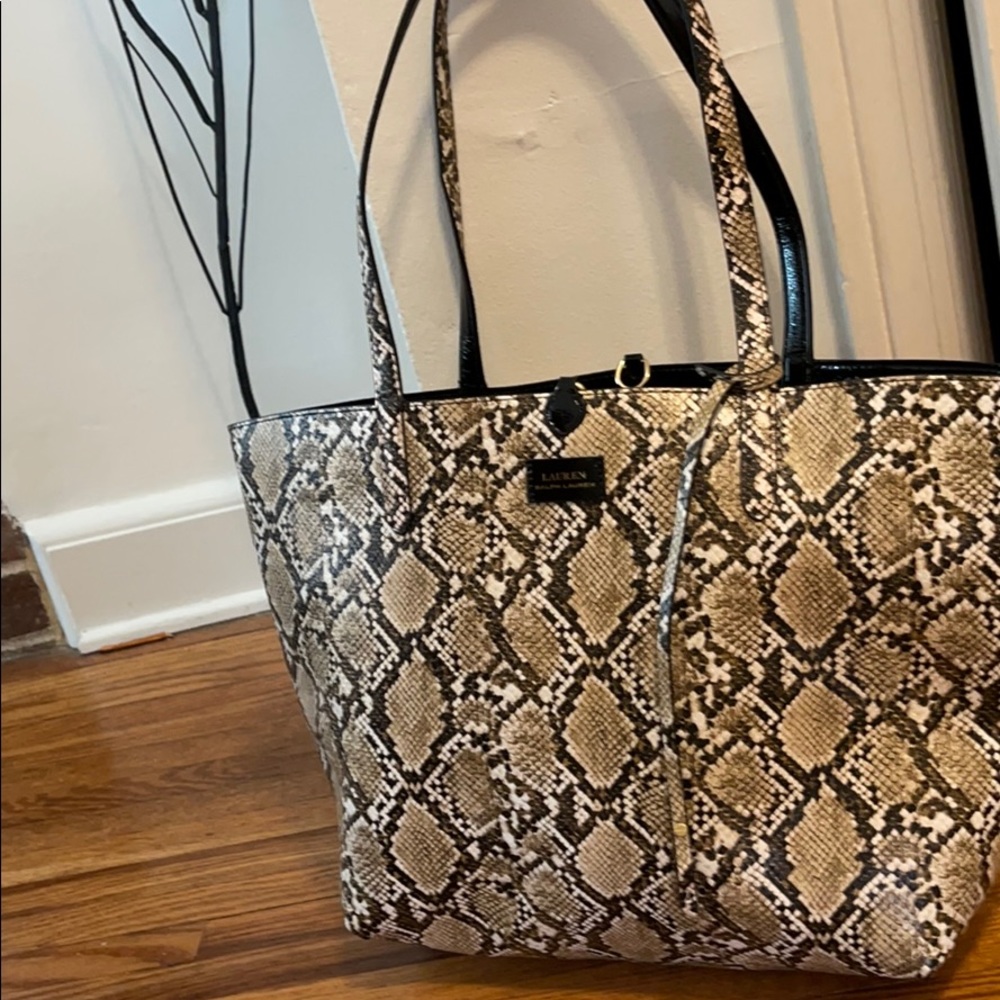 Reversible Ralph Lauren Patent Leather Print Tote
